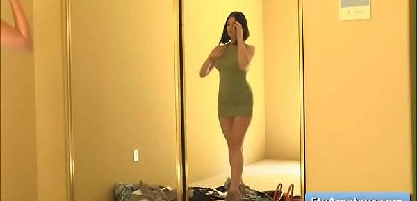  Sexy natural busty teen brunette amateur Tracy reveal her sexy body while she tries a few clothes